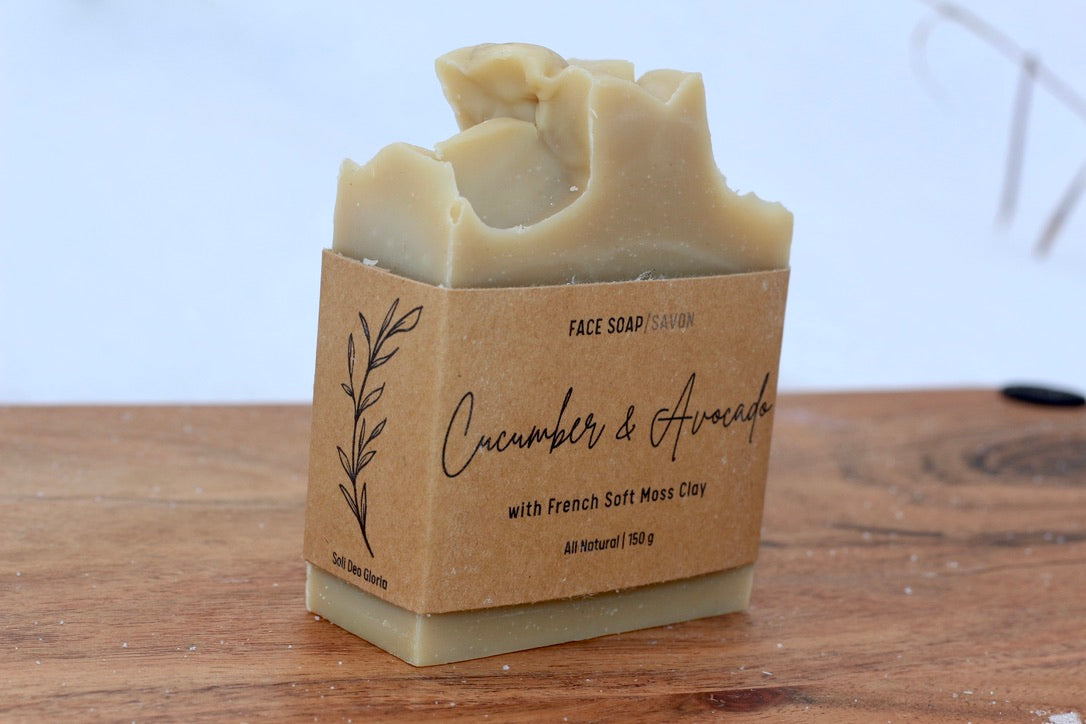 Cucumber & Avocado All-Natural Handmade Face Soap Side View