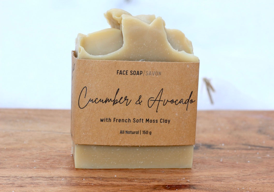 Cucumber & Avocado All-Natural Handmade Face Soap Front View