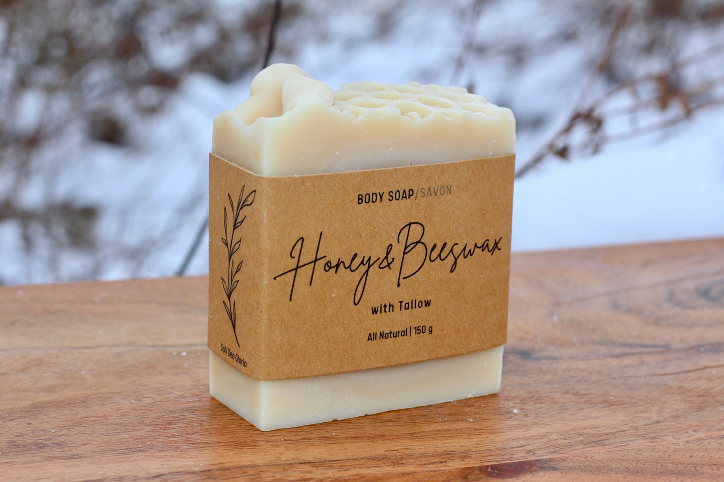 Honey & Beeswax All-Natural Handmade Tallow Soap Side View