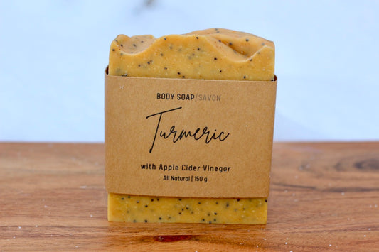 Turmeric and Apple Cider VinegarAll-Natural Handmade Tallow Soap with Exfoliation Front View