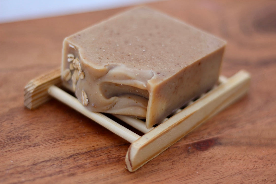 Banana Muffin All-Natural Handmade Soap Top View with Soap Dish