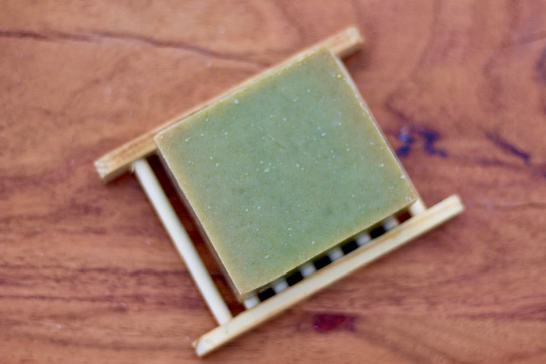Lumberjack All-Natural Handmade Men's Tallow Soap No Label with Soap Dish Front View