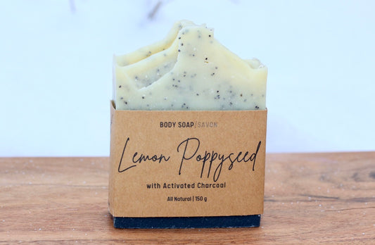 Lemon Poppyseed All-Natural Handmade Exfoliating Soap Front View