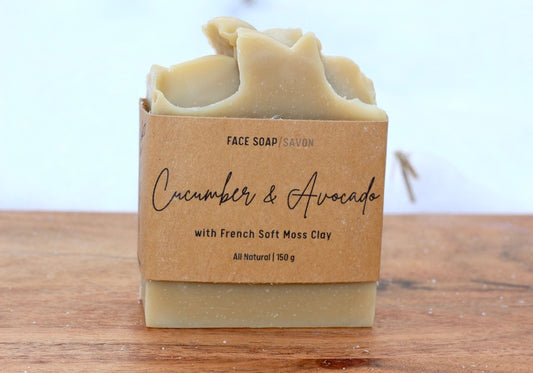 Cucumber & Avocado All-Natural Handmade Face Soap Front View