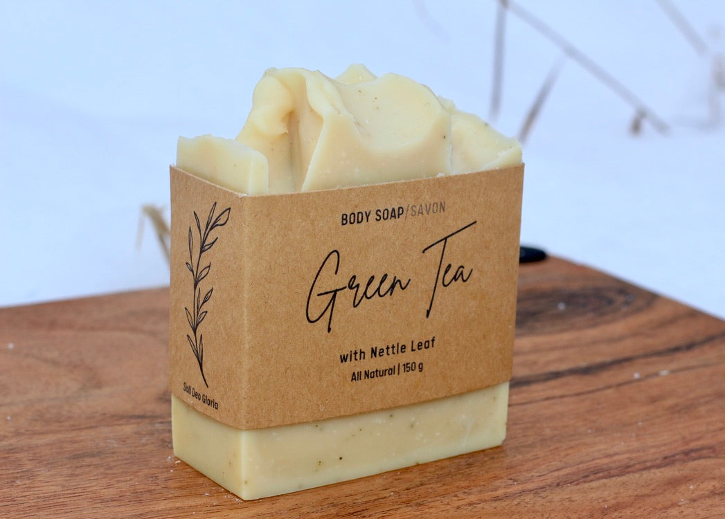 Green Tea and Nettle Leaf All-Natural Handmade Tallow Soap Side View
