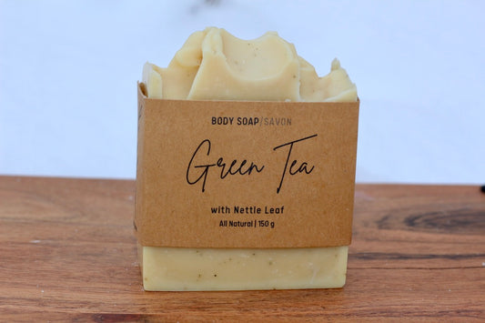 Green Tea and Nettle Leaf All-Natural Handmade Tallow Soap Front View