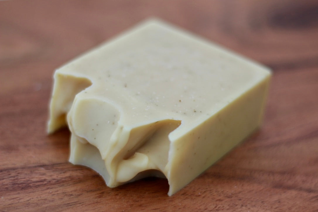 Green Tea and Nettle Leaf All-Natural Handmade Tallow Soap No Label Top View