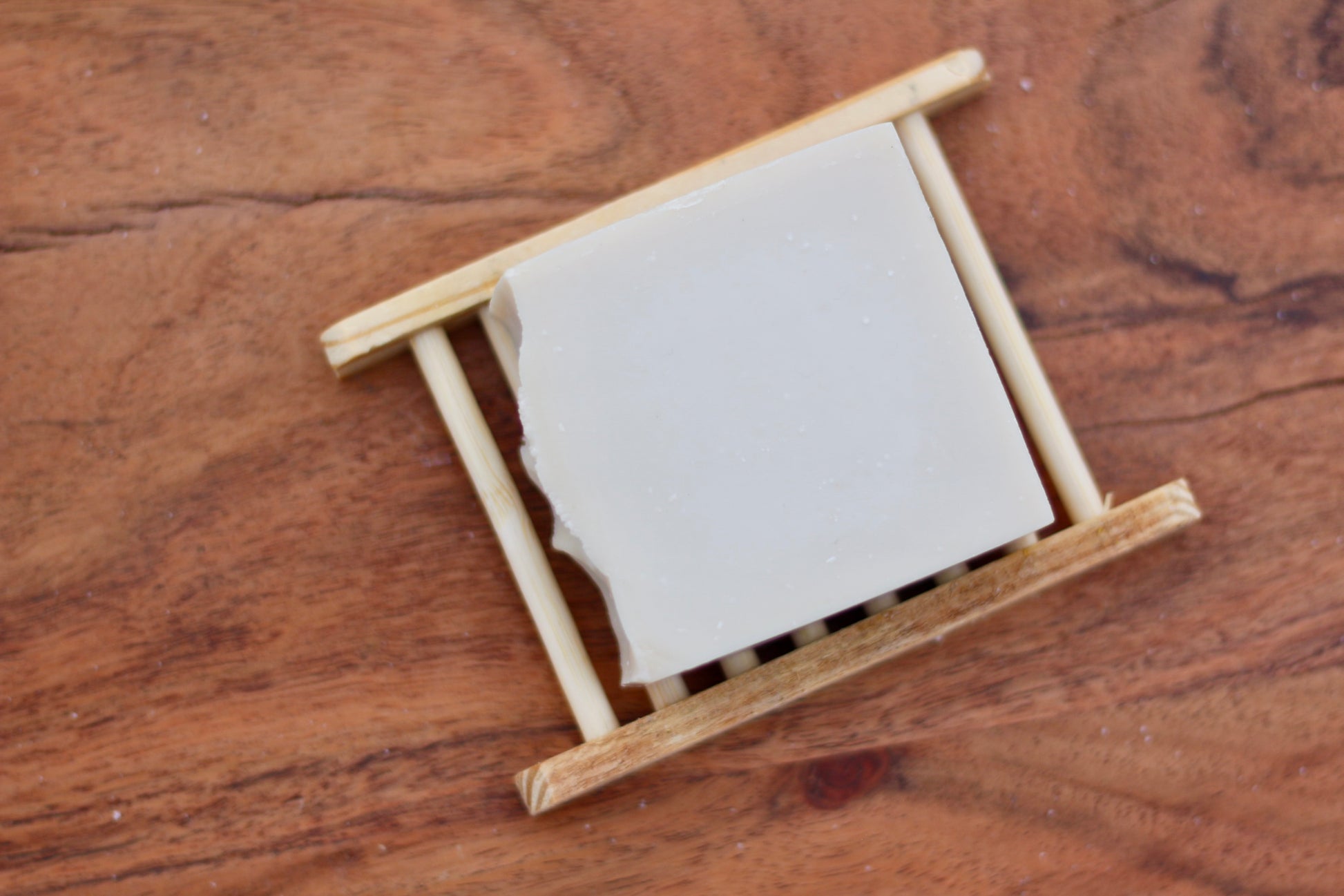 Soothing Aloe All-Natural Handmade Tallow Face Soap No Label Front View on Soap Dish