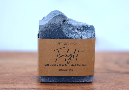 Twilight All-Natural Handmade Sea Salt Soap with Jojoba Oil and Activated Charcoal Front View