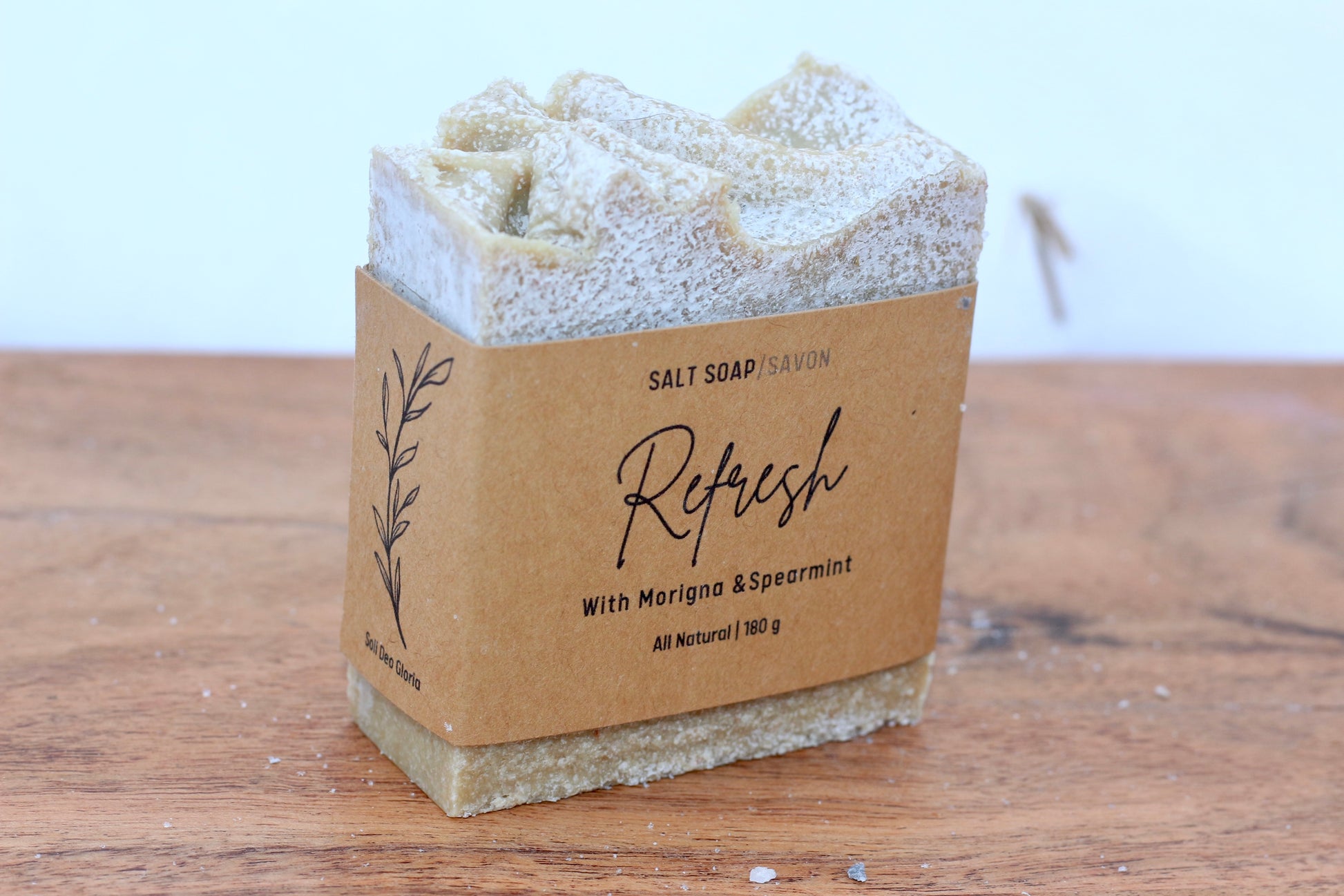 Refresh All-Natural Handmade Pink Himalayan Salt Soap Side View