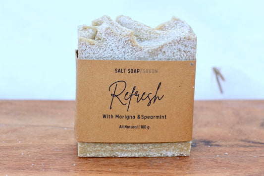 Refresh All-Natural Handmade Pink Himalayan Salt Soap Front View
