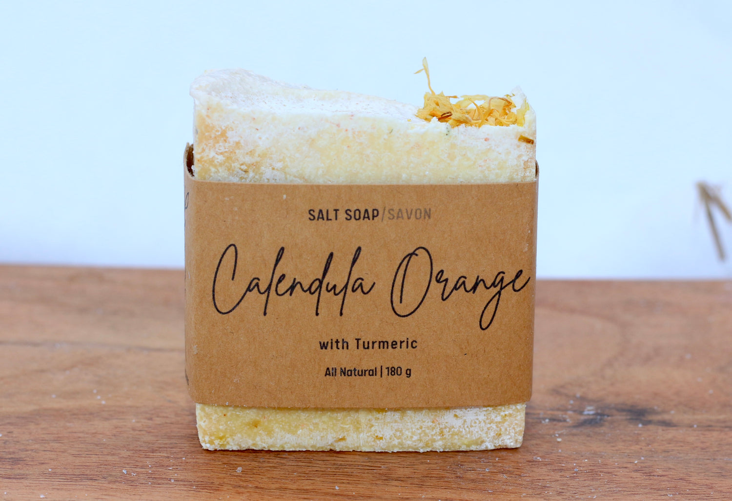 Calendula Orange All-Natural Handmade Salt Soap Front View