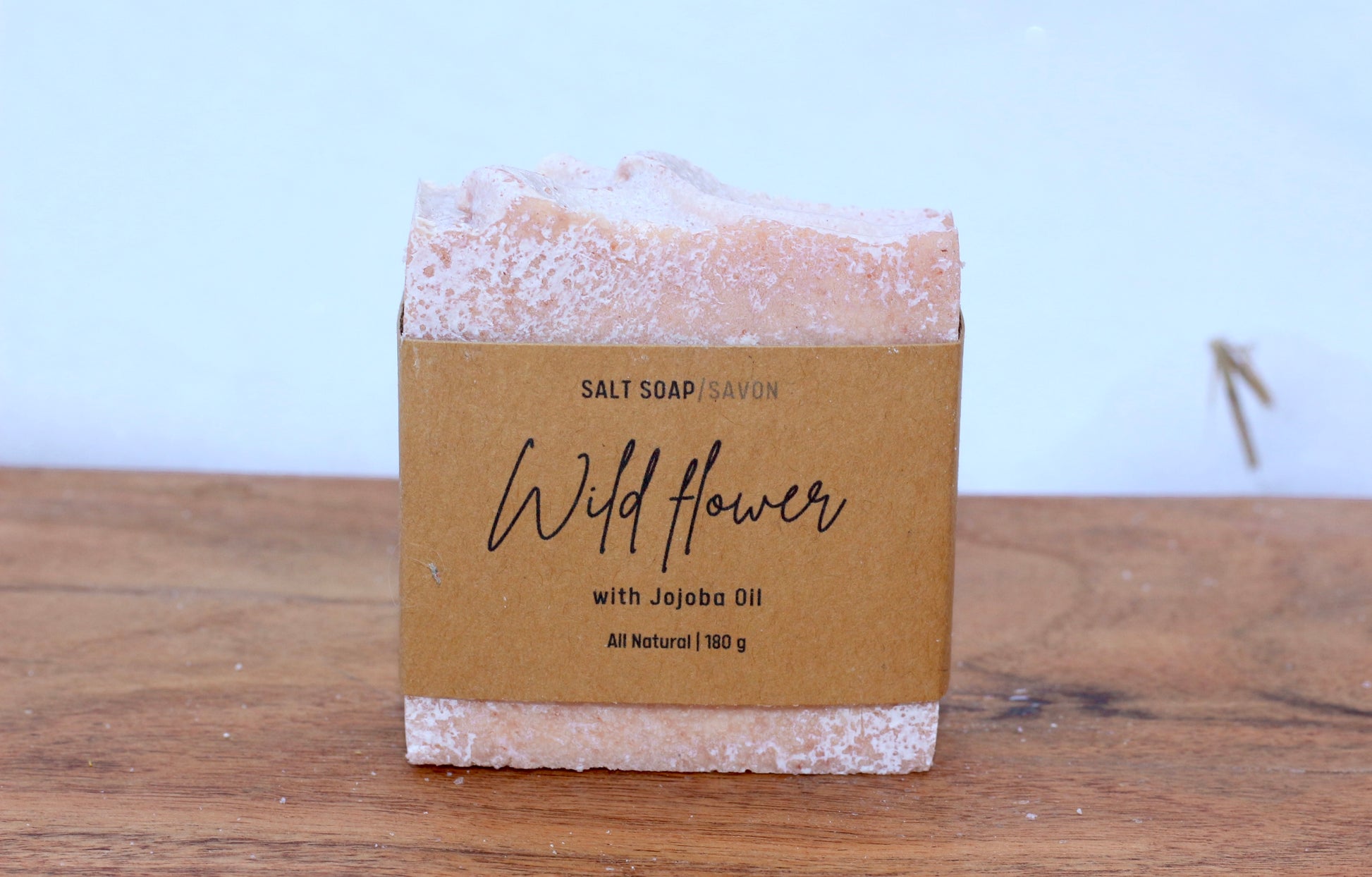 Wildflower All-Natural Handmade Pink Himalayan Salt Soap with Jojoba Oil Front View