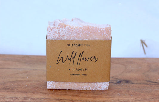 Wildflower All-Natural Handmade Pink Himalayan Salt Soap with Jojoba Oil Front View