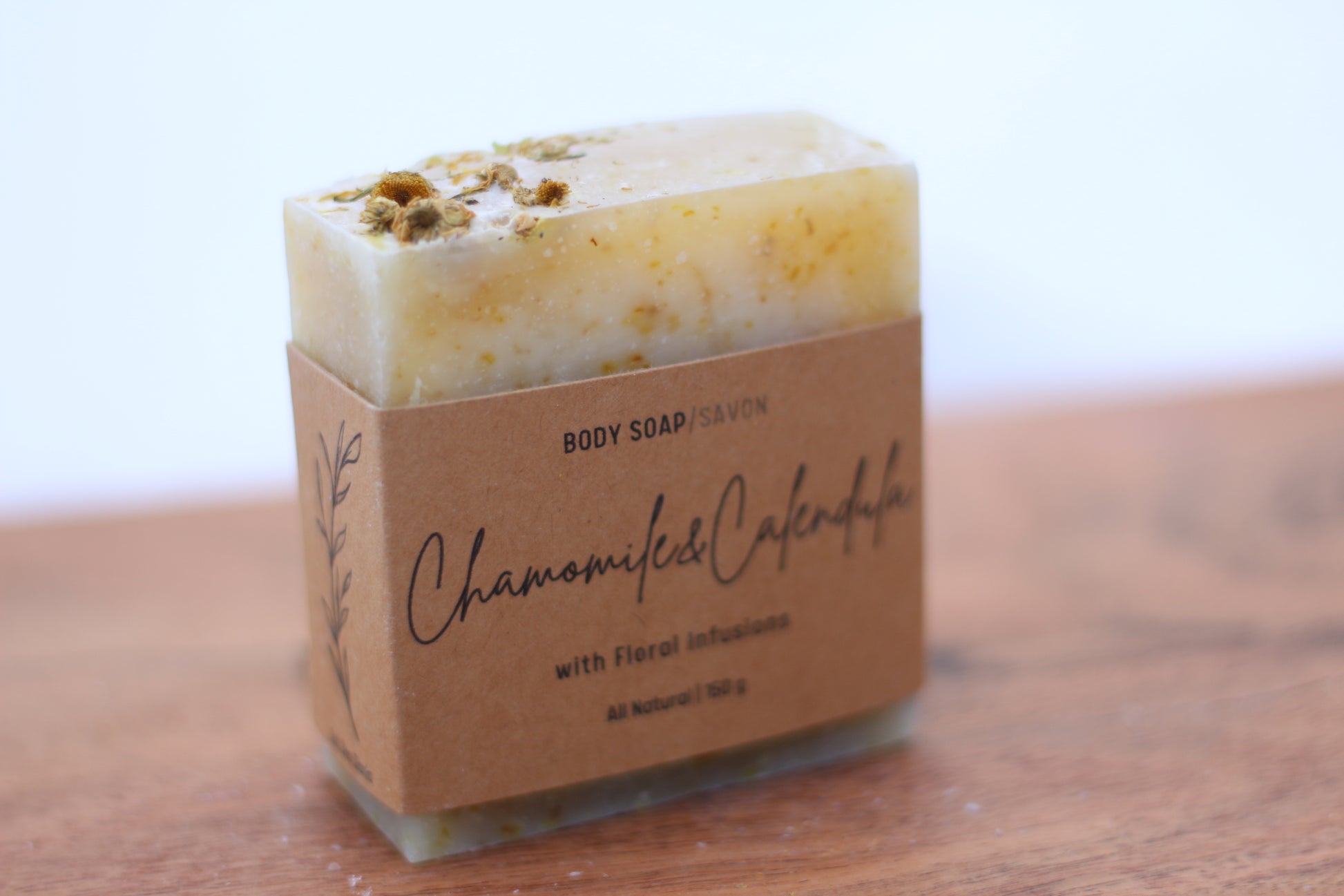 Chamomile & Calendula All-Natural Handmade Tallow Soap Side View