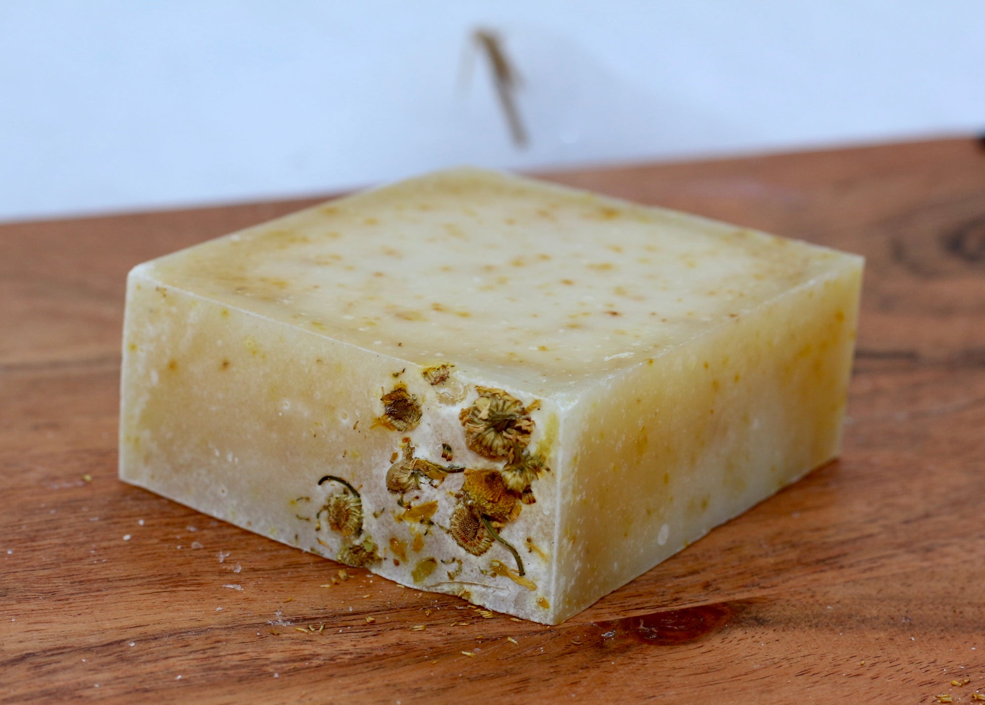 Chamomile & Calendula All-Natural Handmade Tallow Soap No Label Top View