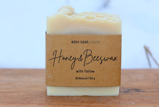Honey & Beeswax All-Natural Handmade Tallow Soap Front View