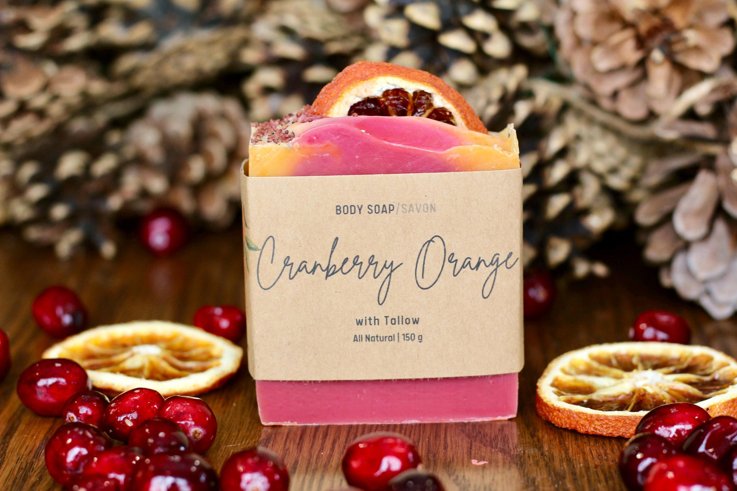 Cranberry Orange Soap | Christmas Tallow Soap Handmade in Canada | All Natural